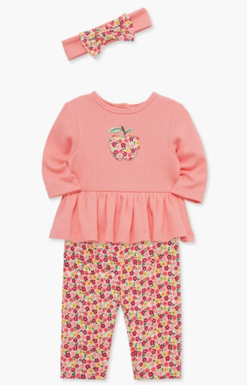 Little Me Apple Skirted Bodysuit, Leggings & Headband Set